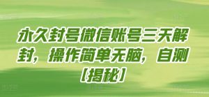 永久封号微信账号三天解封,操作简单无脑,自测【揭秘】-私藏资源社