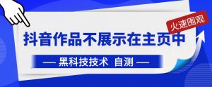 抖音黑科技:抖音作品不展示在主页中【揭秘】-私藏资源社