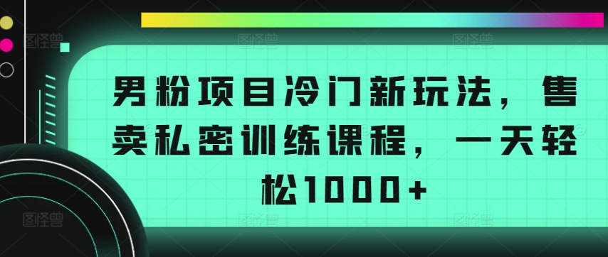 男粉项目冷门新玩法，售卖私密训练课程，一天轻松1000+【揭秘】-私藏资源社