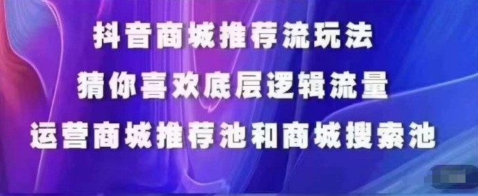 抖音商城运营课程，猜你喜欢入池商城搜索商城推荐人群标签覆盖-私藏资源社