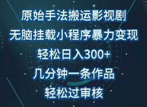 原始手法影视搬运,无脑搬运影视剧,单日收入300+,操作简单,几分钟生成一条视频,轻松过审核【揭秘】-私藏资源社