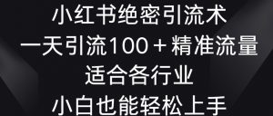 小红书绝密引流术,一天引流100+精准流量,适合各个行业,小白也能轻松上手【揭秘】-私藏资源社