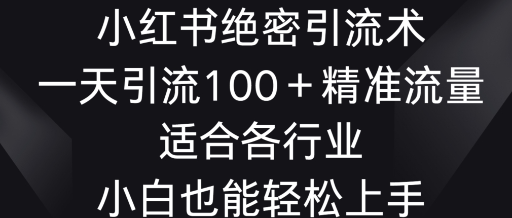 小红书绝密引流术，一天引流100+精准流量，适合各个行业，小白也能轻松上手【揭秘】-私藏资源社