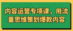 内容运营专项课,用流量思维策划爆款内容-私藏资源社