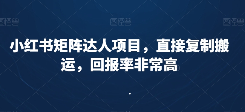 小红书矩阵达人项目，直接复制搬运，回报率非常高-私藏资源社
