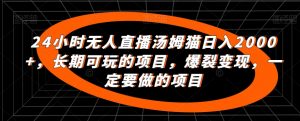 24小时无人直播汤姆猫日入2000+,长期可玩的项目,爆裂变现,一定要做的项目【揭秘】-私藏资源社
