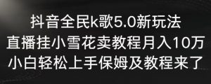 抖音全民k歌5.0新玩法，直播挂小雪花卖教程月入10万，小白轻松上手，保姆及教程来了【揭秘】-私藏资源社