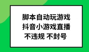 脚本自动玩游戏,抖音小游戏直播,不违规不封号可批量做【揭秘】-私藏资源社