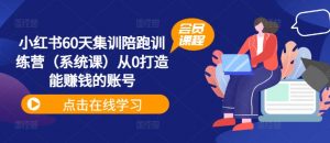 小红书60天集训陪跑训练营(系统课)从0打造能赚钱的账号-私藏资源社