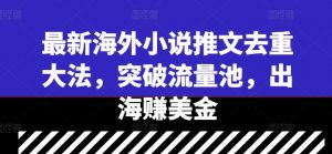 最新海外小说推文去重大法,突破流量池,出海赚美金-私藏资源社