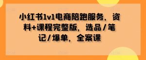 小红书1v1电商陪跑服务,资料+课程完整版,选品/笔记/爆单,全案课-私藏资源社