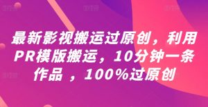最新影视搬运过原创,利用PR模版搬运,10分钟一条作品 ,100%过原创【教程+PR模板】-私藏资源社
