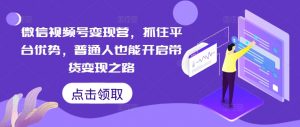 微信视频号变现营,抓住平台优势,普通人也能开启带货变现之路-私藏资源社
