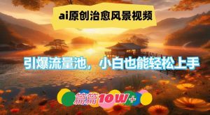 ai原创治愈风景视频,引爆流量池,小白也能轻松上手,篇篇10w+【揭秘】-私藏资源社