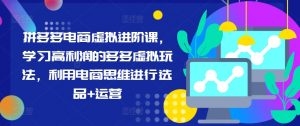 拼多多电商虚拟进阶课,学习高利润的多多虚拟玩法,利用电商思维进行选品+运营-私藏资源社