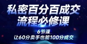 私密百分百成交流程线上训练营,绝对成交,让60分卖手也能100分成交-私藏资源社