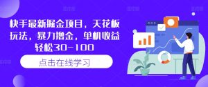 快手最新掘金项目,天花板玩法,暴力撸金,单机收益轻松30-100-私藏资源社