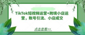 TikTok短视频运营+跨境小店运营,账号引流、小店成交-私藏资源社