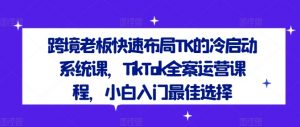 跨境老板快速布局TK的冷启动系统课,TikTok全案运营课程,小白入门最佳选择-私藏资源社