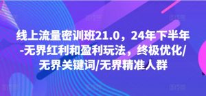 线上流量密训班21.0,24年下半年-无界红利和盈利玩法,终极优化/无界关键词/无界精准人群-私藏资源社