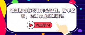短剧原创解说制作全流程,新手必看,快速掌握短剧解说-私藏资源社