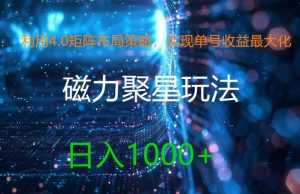 利用4.0矩阵布局策略,实现单号收益最大化,磁力聚星新玩法,日入1k+【揭秘】-私藏资源社