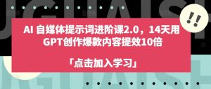 AI自媒体提示词进阶课2.0,14天用 GPT创作爆款内容提效10倍-私藏资源社