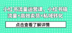 小红书流量运营课,小红书搞流量+高效卖货+私域转化-私藏资源社