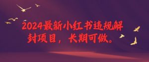 2024最新小红书违规解封项目,长期可做,一个可以做到退休的项目【揭秘】-私藏资源社