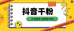 抖音千粉项目,自然涨粉变现,三天起号,日变现1k【揭秘】-私藏资源社