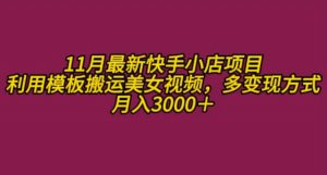 11月K总部落快手小店情趣男粉项目,利用模板搬运美女视频,多变现方式月入3000+-私藏资源社