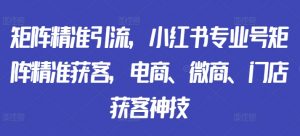 矩阵精准引流,小红书专业号矩阵精准获客,电商、微商、门店获客神技-私藏资源社