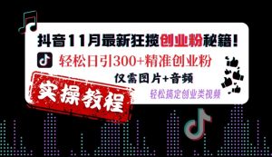 抖音11月最新狂揽创业粉秘籍,轻松日引300+精准创业粉,仅需图片+音频,轻松搞定创业类视频-私藏资源社