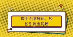 快手无脑搬运,轻松引流宝妈粉,纯小白轻松上手【揭秘】-私藏资源社