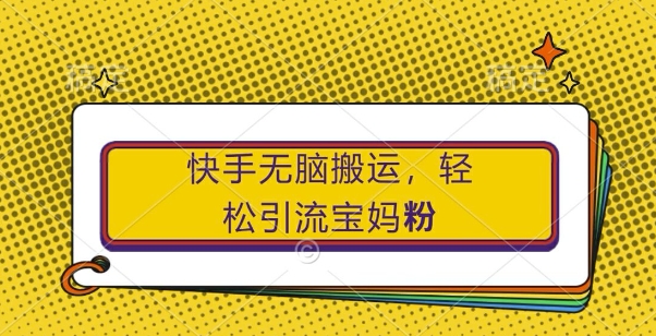 快手无脑搬运，轻松引流宝妈粉，纯小白轻松上手【揭秘】-私藏资源社