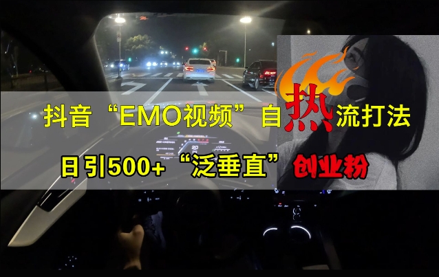 抖音EMO视频自热打法，日引500+“泛垂直”创业粉-私藏资源社