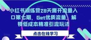 小红书训练营28天撕开流量入口第七期,Get优质流量,解锁低成本精准引流玩法-私藏资源社