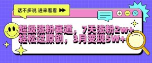 超级涨粉赛道,每天半小时,7天涨粉2W+,轻松过原创,三月变现5W+【揭秘】-私藏资源社