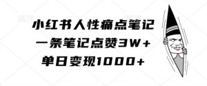 小红书人性痛点笔记,一条笔记点赞3W+,单日变现1k-私藏资源社