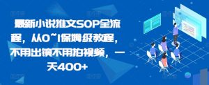 最新小说推文SOP全流程,从0~1保姆级教程,不用出镜不用拍视频,一天400+-私藏资源社