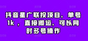 抖音星广联投项目,单号1k ,直接搬运,可以同时多号操作【揭秘】-私藏资源社