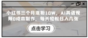 小红书三个月涨粉10W,AI英语视频0成本制作,每天轻松日入几张【揭秘】-私藏资源社