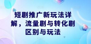 短剧推广新玩法详解,流量剧与转化剧区别与玩法-私藏资源社