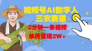 视频号AI数字人玩转三农赛道,2分钟一条视频,单月变现2W+-私藏资源社