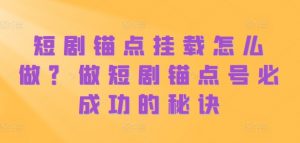 短剧锚点挂载怎么做?做短剧锚点号必成功的秘诀-私藏资源社