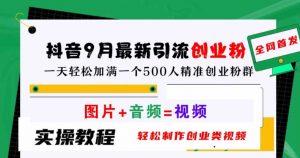 抖音9月最新引流创业粉,轻松制作创业类视频,一天轻松加满一个500人精准创业粉群【揭秘】-私藏资源社
