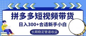 拼多多短视频带货日入300+有长期稳定被动收益,合适新手小白【揭秘】-私藏资源社