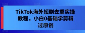 TikTok海外短剧去重实操教程,小白0基础学剪辑过原创-私藏资源社