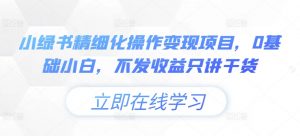 小绿书精细化操作变现项目,0基础小白,不发收益只讲干货-私藏资源社