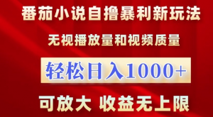 番茄小说自撸暴利新玩法,无视播放量,轻松日入1k,可放大,收益无上限【揭秘】-私藏资源社